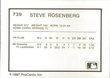 1987 ProCards #739 Steve Rosenberg Back