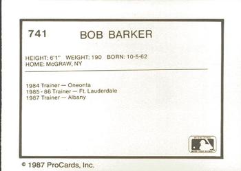 1987 ProCards #741 Bob Barker Back