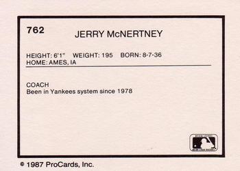1987 ProCards #762 Jerry McNertney Back