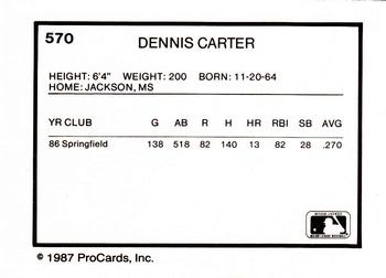 1987 ProCards #570 Dennis Carter Back