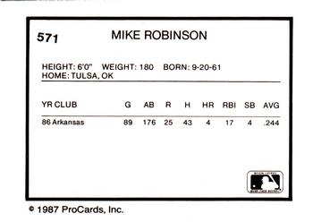 1987 ProCards #571 Mike Robinson Back