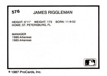 1987 ProCards #576 James Riggleman Back