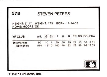 1987 ProCards #578 Steve Peters Back