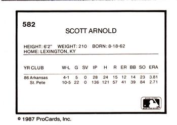 1987 ProCards #582 Scott Arnold Back