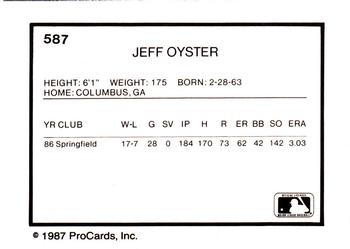 1987 ProCards #587 Jeff Oyster Back
