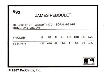 1987 ProCards #592 James Reboulet Back