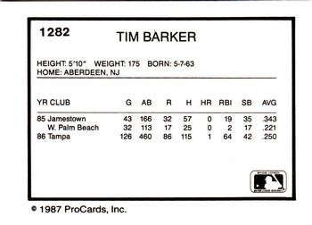 1987 ProCards #1282 Tim Barker Back