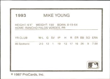 1987 ProCards #1993 Mike Young Back