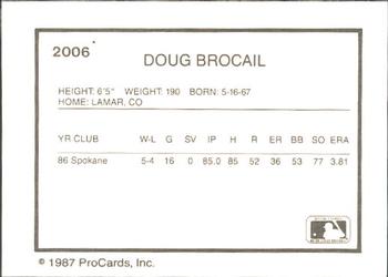 1987 ProCards #2006 Doug Brocail Back