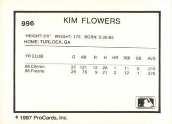 1987 ProCards #996 Kim Flowers Back