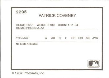 1987 ProCards #2295 Patrick Coveney Back