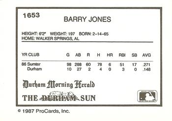 1987 ProCards #1653 Barry Jones Back