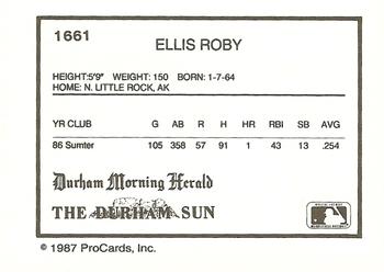 1987 ProCards #1661 Ellis Roby Back