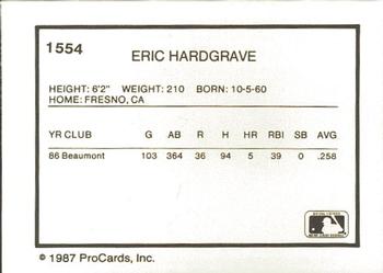 1987 ProCards #1554 Eric Hardgrave Back