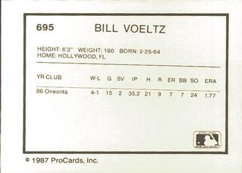 1987 ProCards #695 Bill Voeltz Back