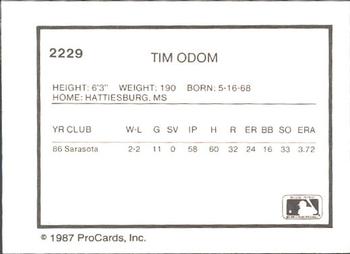 1987 ProCards #2229 Tim Odom Back