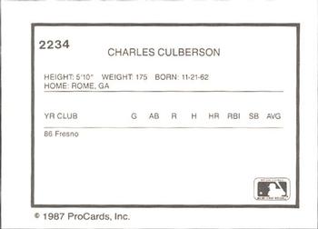 1987 ProCards #2234 Charles Culberson Back