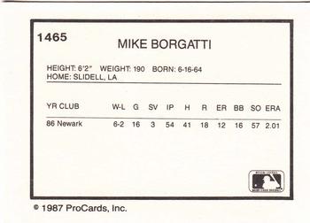 1987 ProCards #1465 Mike Borgatti Back