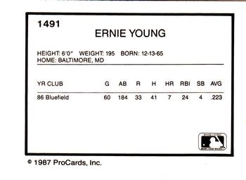 1987 ProCards #1491 Ernie Young Back