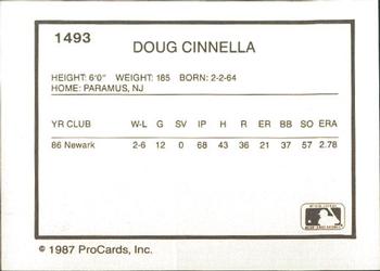 1987 ProCards #1493 Doug Cinnella Back