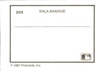 1987 ProCards #204 Kala Kaaihue Back
