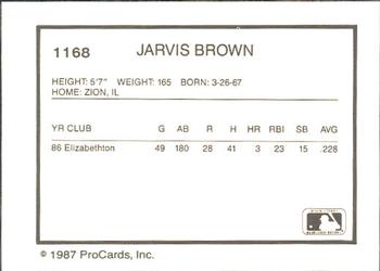 1987 ProCards #1168 Jarvis Brown Back