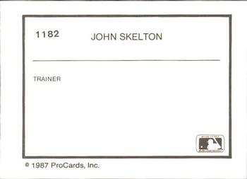 1987 ProCards #1182 John Skelton Back