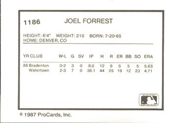 1987 ProCards #1186 Joel Forrest Back