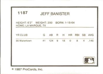 1987 ProCards #1187 Jeff Banister Back