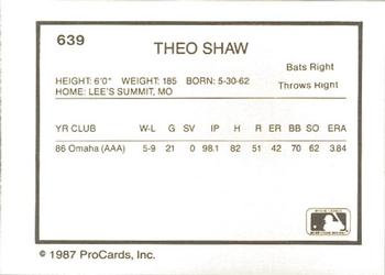 1987 ProCards #639 Theo Shaw Back