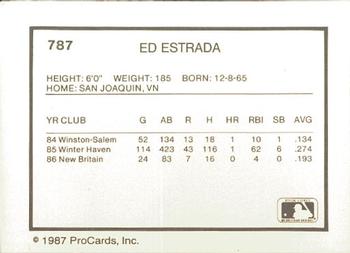 1987 ProCards #787 Ed Estrada Back