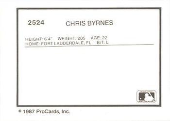 1987 ProCards #2524 Chris Byrnes Back