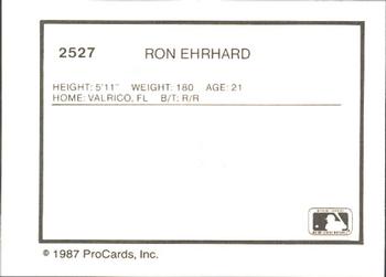 1987 ProCards #2527 Rod Ehrhard Back