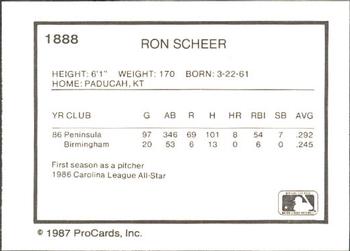 1987 ProCards #1888 Ron Scheer Back