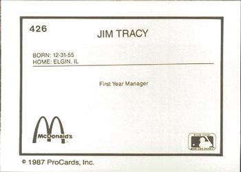 1987 ProCards #426 Jim Tracy Back