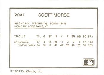 1987 ProCards #2037 Scott Morse Back