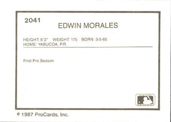 1987 ProCards #2041 Edwin Morales Back