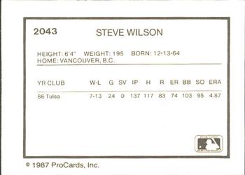 1987 ProCards #2043 Steve Wilson Back