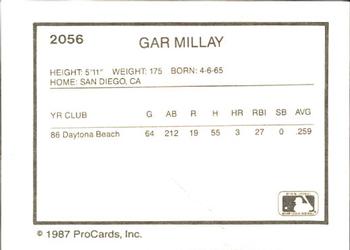 1987 ProCards #2056 Gar Millay Back