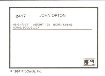 1987 ProCards #2417 John Orton Back