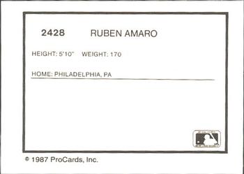 1987 ProCards #2428 Ruben Amaro Back