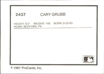 1987 ProCards #2437 Cary Grubb Back