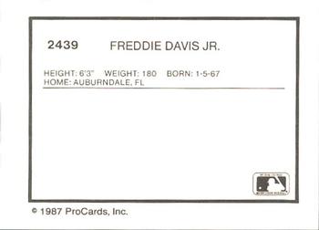 1987 ProCards #2439 Freddie Davis Jr. Back