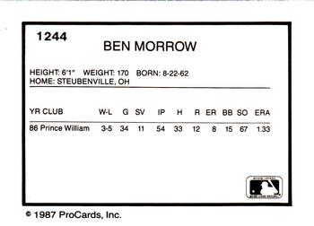 1987 ProCards #1244 Ben Morrow Back