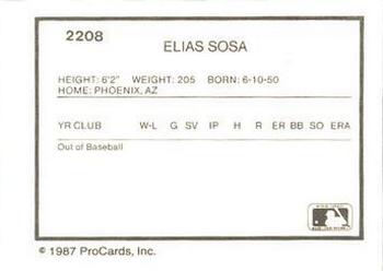 1987 ProCards #2208 Elias Sosa Back