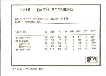 1987 ProCards #2218 Daryl Sconiers Back