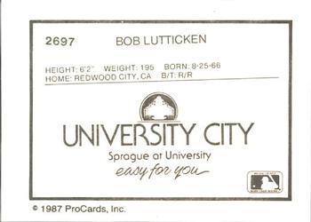 1987 ProCards #2697 Bob Lutticken Back