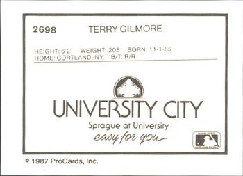 1987 ProCards #2698 Terry Gilmore Back