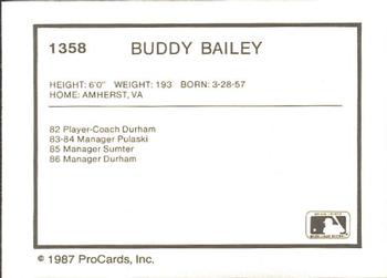 1987 ProCards #1358 Buddy Bailey Back