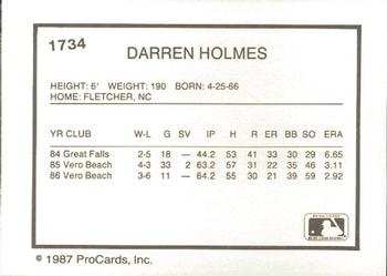 1987 ProCards #1734 Darren Holmes Back